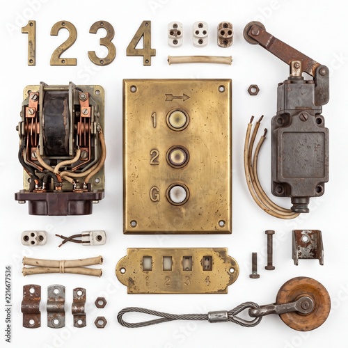 Vintage Electrical Components and Circuit Elements Collection.