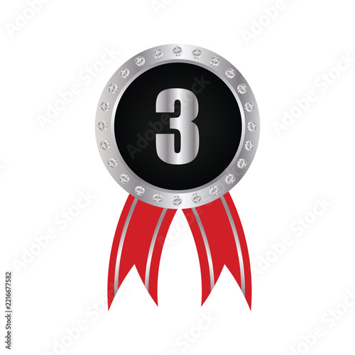 silver medal with ribbon third place
