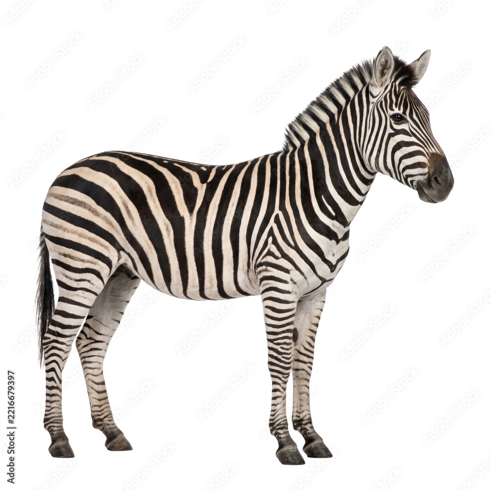Obraz premium African zebra with distinctive stripes on a transparent background