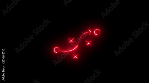 Animated blue neon football play diagram with x's and circles on a black background, showcasing strategy and motion graphics animation and black background.