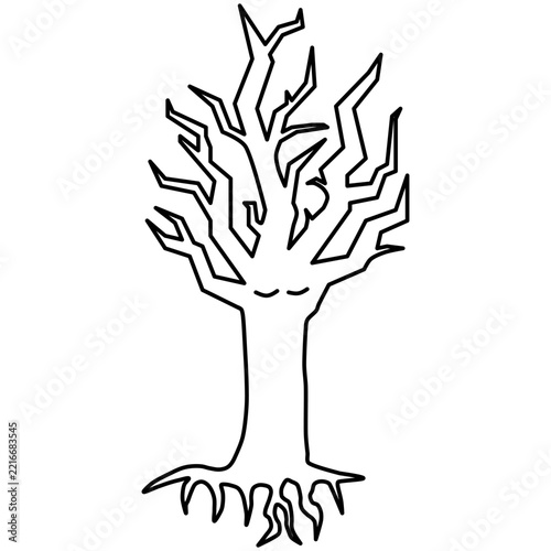 Hand-Drawn Spooky Dead Tree Line Art Illustration for Halloween Spooky Craft Designs