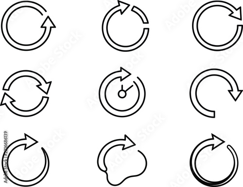 Set of various circular arrow icons for refresh, reload, and update actions