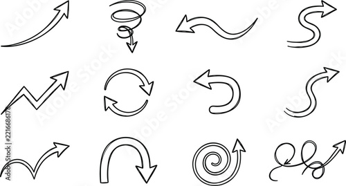 Set of handdrawn doodle arrows
