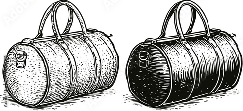 Bags vector illustration featuring a pair of duffel bags for travel