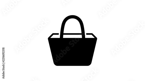 Simple Black Shopping Basket Icon Isolated on White Background.