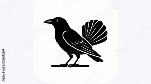 Stylized Black Crow Silhouette Standing Tall.
