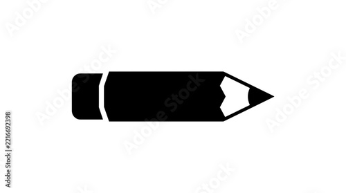 Simple Black Pencil Icon Isolated on White Background.