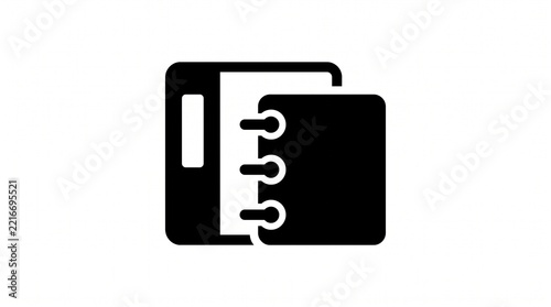 Black silhouette icon of a binder and spiral notebook for organization
