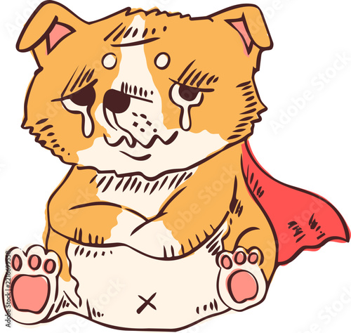 Hand Drawn Sad Shiba Inu Illustration