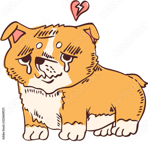 Hand Drawn dog Sad Corgi Puppy Illustration