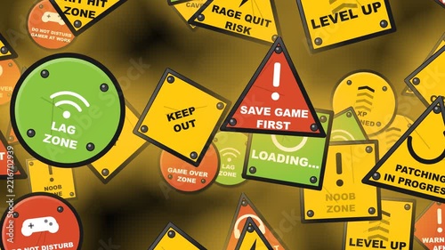 Animated Yellow Hazard Caution Warning Signs Motion Graphic Pattern Loop