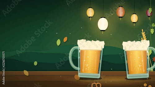 Animated Hanging Lanterns Night Motion Graphic Loop