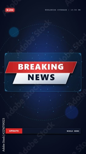 Animated Red Blue Glassy Breaking News Title Motion Graphic Overlay