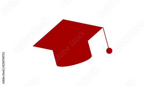 Red Graduation Cap Icon PNG Illustration for Academic College Education Design