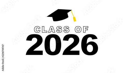 Class of 2026 Graduation Cap Typography PNG Design for Apparel T-Shirt Print Badge