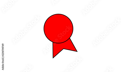 Red Award Ribbon Badge Vector Icon PNG for Graphic Design Banner Certificate Overlay