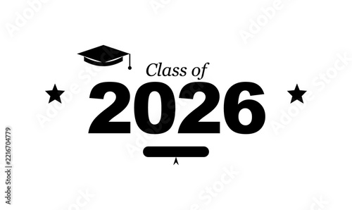 Class of 2026 Graduation Typography Vector Badge PNG for Apparel T-Shirt Print Design