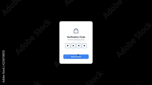 Two Factor Authentication OTP Verification Code Input Screen Animation.