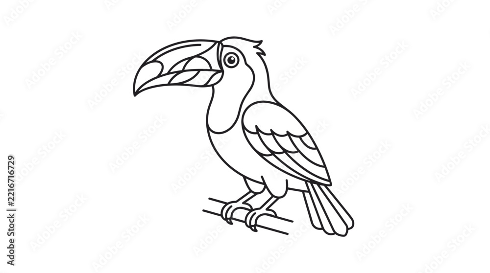Fototapeta premium Toucan Bird Illustration Line Art.