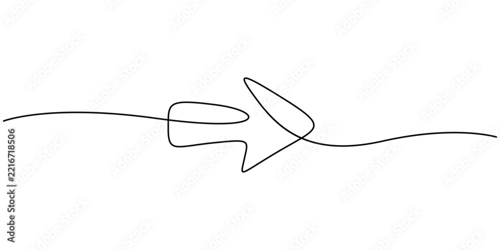 Obraz premium Arrow right icon continuous line drawing for direction and navigation concept vector