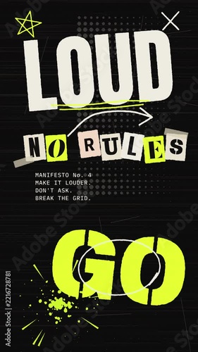 Grunge Zine Collage Typography Stop Motion Loop