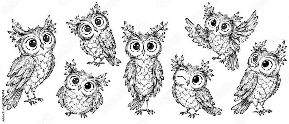 Fototapeta premium Hand Drawn Bird Illustration Collection
