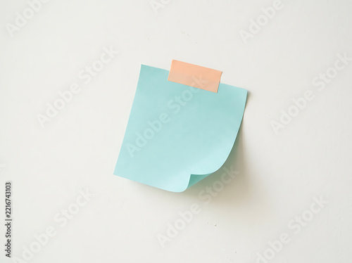 Blue sticky note with peach tape