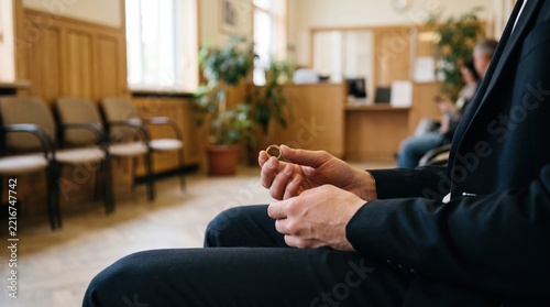 Professional man waiting anxiously in a public office