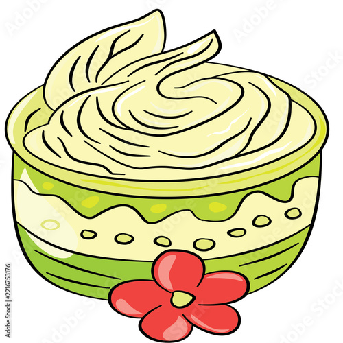 vector illustration of a set of Thai sweets ,cake with cream