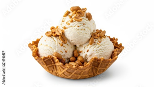 Dessert with ice cream in cookie bowl