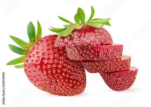 Fresh sweet strawberry whole and chopped slice