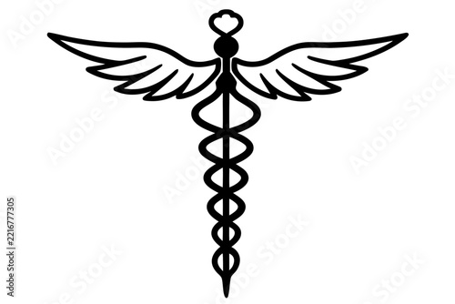 caduceus health silhouette vector