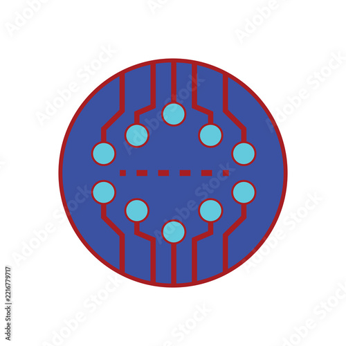 Circular AI Microchip Integrated Circuit Vector Illustration