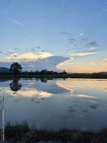 sunset over the river