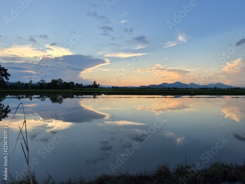 sunset over the lake