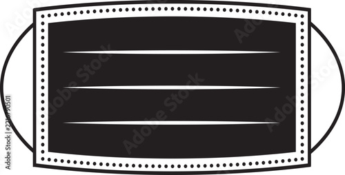 Black medical face mask icon vector illustration isolated on white background.