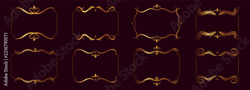 Line western luxury with wedding border gold and frame decoration game. Ornament label illustration with decor invitation banner and emblem stylish fantasy. Elegant graphic lace with sign.