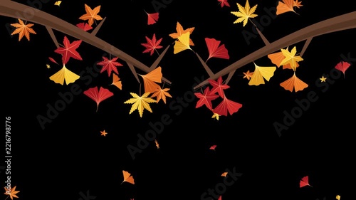 Vibrant animated autumn leaves falling from branches a seamless seasonal loop motion graphic with colorful foliage