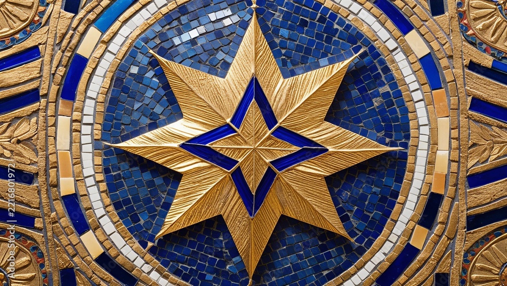 Obraz premium Byzantine Mosaic Christmas Star Graphic Asset