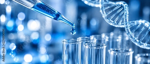 Scientist using pipette to drop liquid into test tubes for dna