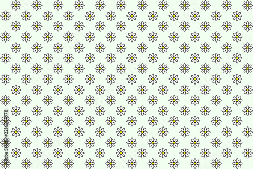 Yellow stamens and white oval petals on a Honeydew color background.