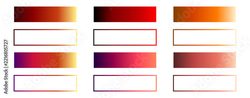 Set of Rectangular Button Templates and Text Box Frames with Warm Gradient Palette.