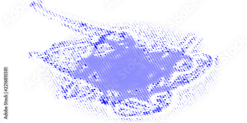 Blue Halftone Splash Abstract Starburst Background With Dotted Retro Dot Pattern For Design.