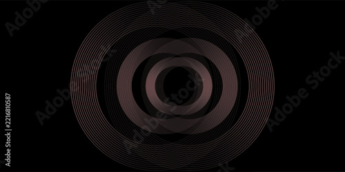 Abstract Concentric Rings And Radial Lines Minimal Dark Geometric Pattern With Hypnotic Optical Effect.