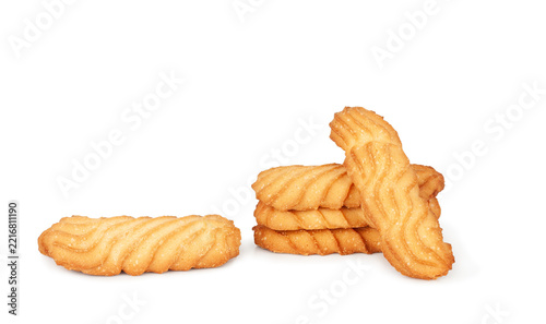 A pile of cookies isolated on a white background, contour