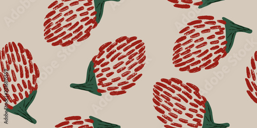 Hand-Drawn Strawberry Brush Stroke Pattern Background