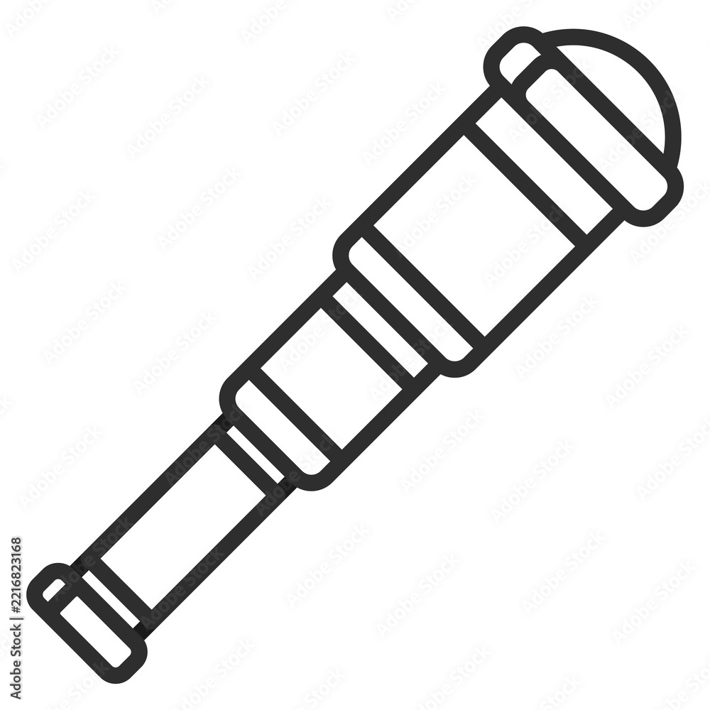 Fototapeta premium Spyglass line icon. Optical tool. Discovery vision