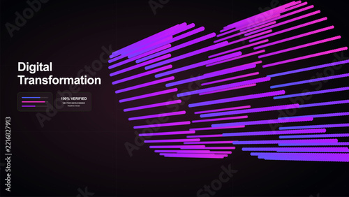 Abstract digital transformation background featuring gradient purple and pink horizontal lines