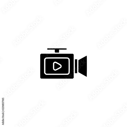 Vlog icon. Solid black glyph of a vlog for photography and video.