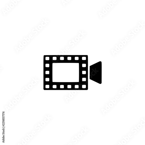 Video reel icon. Solid black glyph of a video reel for photography and video.